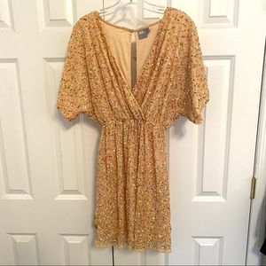 Asos Pink Sequin Faux Wrap Dress Open Back Detail